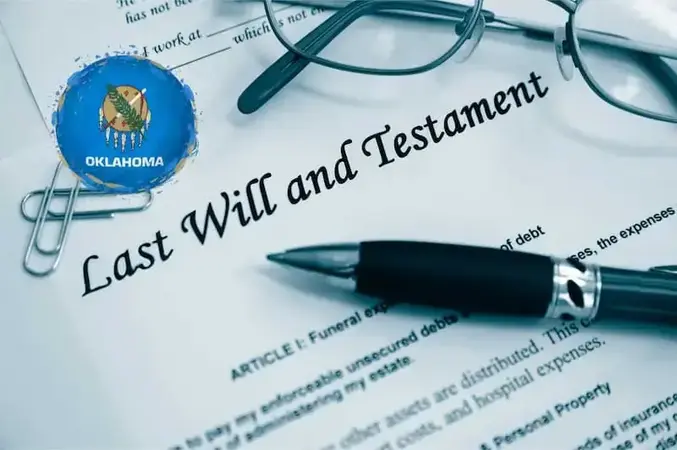 Inheritance document and pen with Oklahoma state emblem