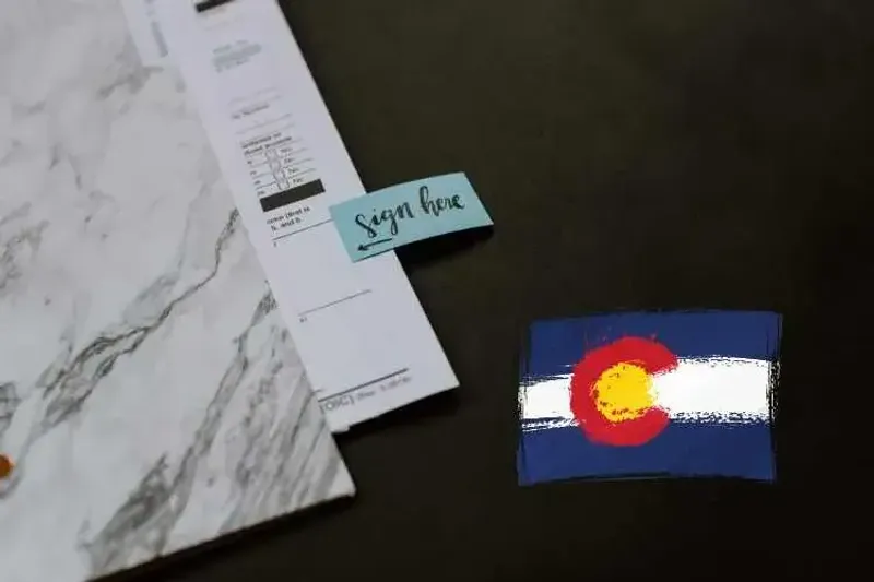 Legal documents with a sign here sticker