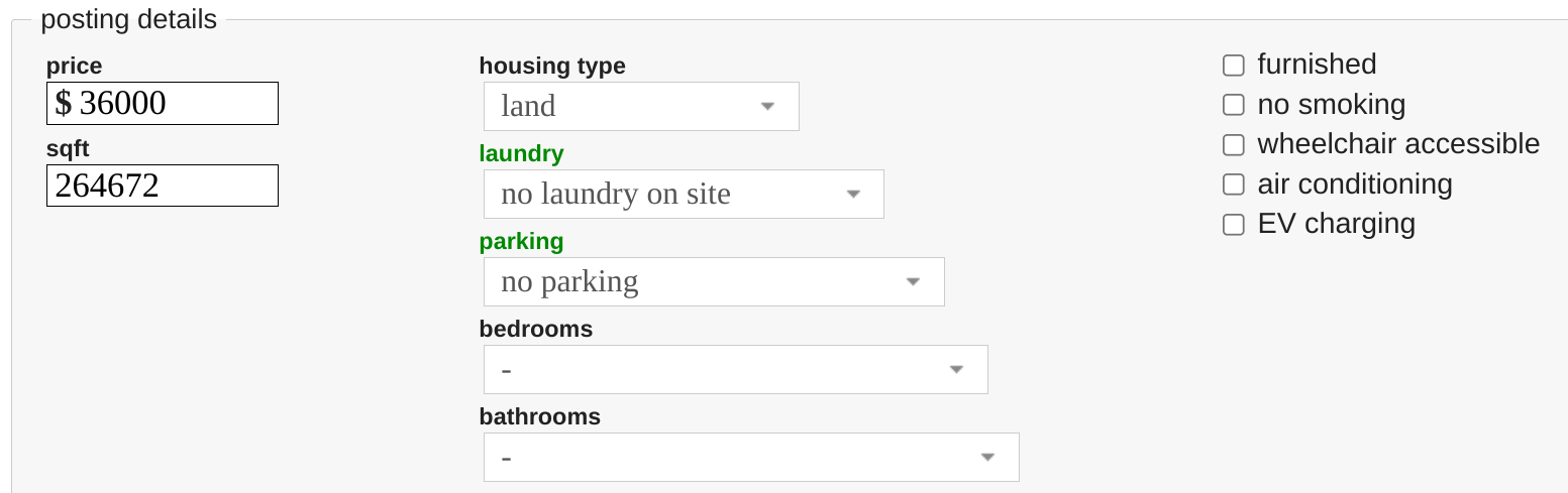 craigslist posting details section