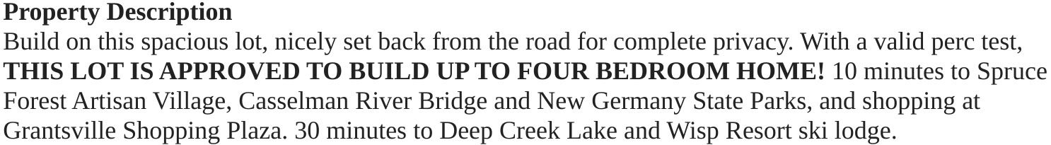 craigslist property description example