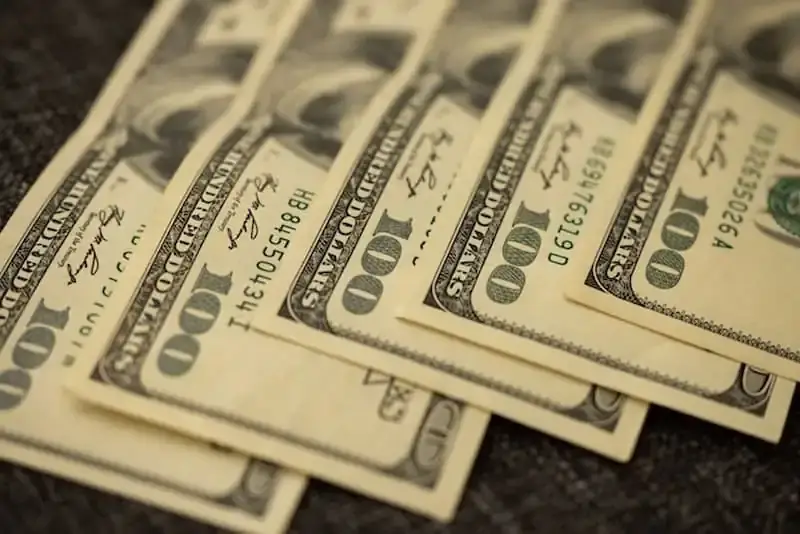 Cash laid out on table