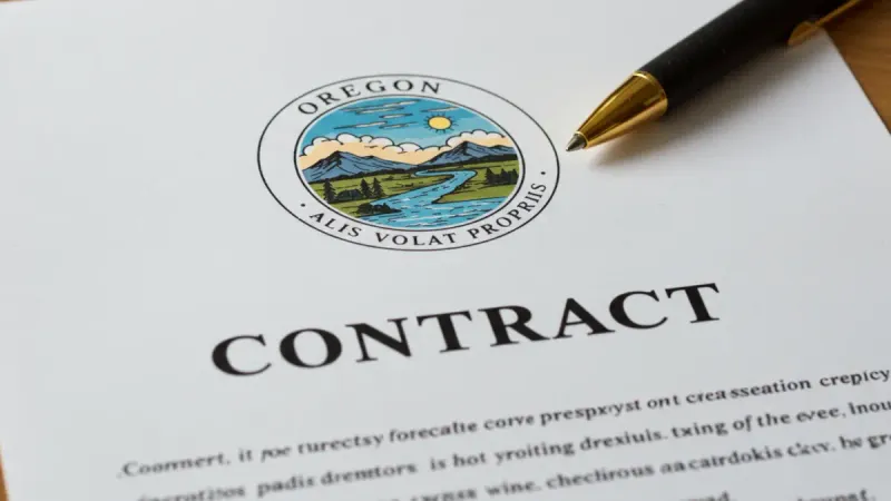 Oregon contract documents with an Oregon logo