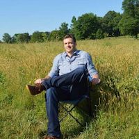Matt Bowyer sitting in lawn chair in Austin, TX