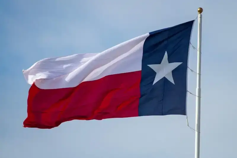 texas flag blowing in the wind