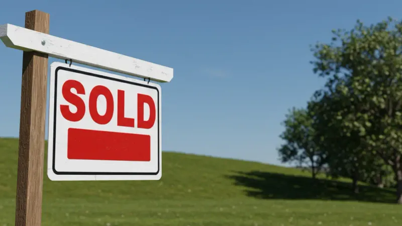 For sale sign in an empty field