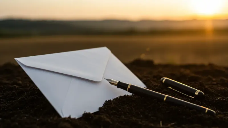 person writing a letter of sale for land