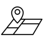 Land parcels with location marker  black and white illustration